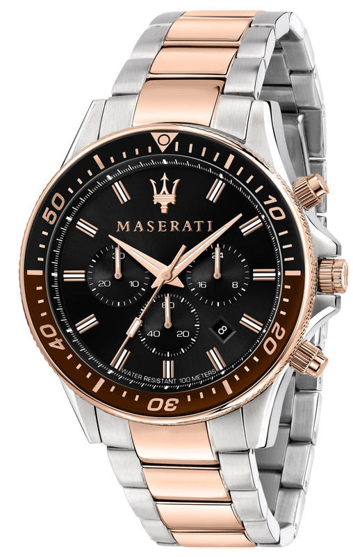 Buy Shop Maserati SFIDA Chronograph Black Dial Two Tone Steel Strap Watch For Men - R8873640009 USA Online