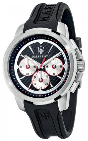 Buy Shop Maserati SFIDA Chronograph Black Silver Dial Black Rubber Strap Watch For Men - R8851123001 USA Online