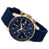 Buy Shop Maserati SFIDA Chronograph Blue Dial Blue Rubber Strap Watch For Men - R8871640004 USA Online