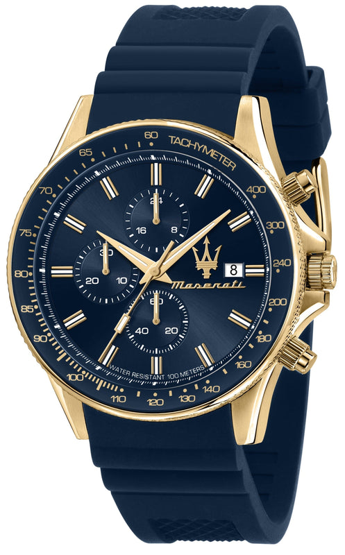 Buy Shop Maserati SFIDA Chronograph Blue Dial Blue Rubber Strap Watch For Men - R8871640004 USA Online