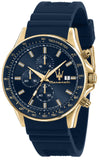 Buy Shop Maserati SFIDA Chronograph Blue Dial Blue Rubber Strap Watch For Men - R8871640004 USA Online