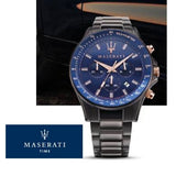 Buy Shop Maserati SFIDA Chronograph Blue Dial Grey Steel Strap Watch For Men - R8873640001 USA Online