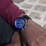 Buy Shop Maserati SFIDA Chronograph Blue Dial Grey Steel Strap Watch For Men - R8873640001 USA Online