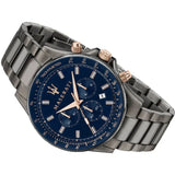 Buy Shop Maserati SFIDA Chronograph Blue Dial Grey Steel Strap Watch For Men - R8873640001 USA Online
