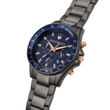 Buy Shop Maserati SFIDA Chronograph Blue Dial Grey Steel Strap Watch For Men - R8873640001 USA Online