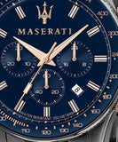 Buy Shop Maserati SFIDA Chronograph Blue Dial Grey Steel Strap Watch For Men - R8873640001 USA Online