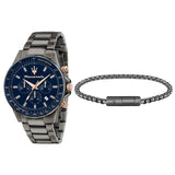 Buy Shop Maserati SFIDA Chronograph Blue Dial Grey Steel Strap Watch For Men - R8873640001 USA Online