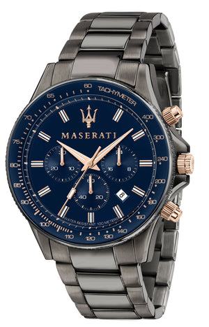 Buy Shop Maserati SFIDA Chronograph Blue Dial Grey Steel Strap Watch For Men - R8873640001 USA Online