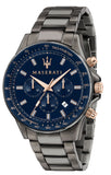 Buy Shop Maserati SFIDA Chronograph Blue Dial Grey Steel Strap Watch For Men - R8873640001 USA Online