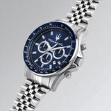 Buy Shop Maserati SFIDA Chronograph Blue Dial Silver Steel Strap Watch for Men - R8873640025 USA Online