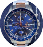 Buy Shop Maserati SFIDA Chronograph Blue Dial Two Tone Steel Strap Watch For Men - R8873640012 USA Online