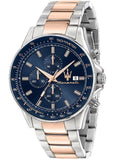 Buy Shop Maserati SFIDA Chronograph Blue Dial Two Tone Steel Strap Watch For Men - R8873640012 USA Online