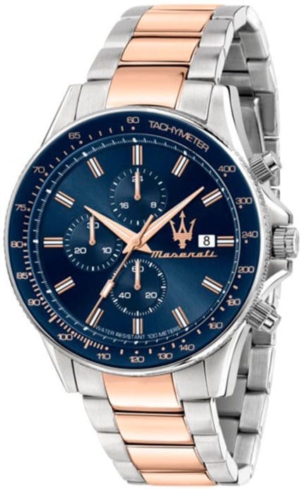 Buy Shop Maserati SFIDA Chronograph Blue Dial Two Tone Steel Strap Watch For Men - R8873640012 USA Online