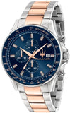 Buy Shop Maserati SFIDA Chronograph Blue Dial Two Tone Steel Strap Watch For Men - R8873640012 USA Online
