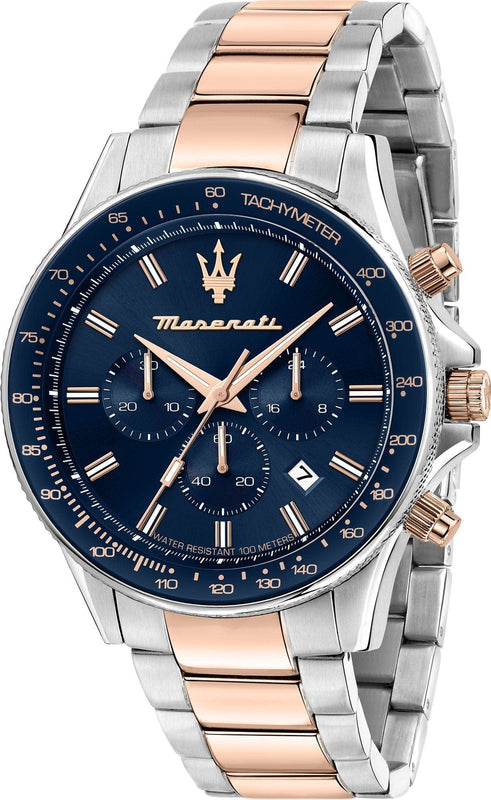 Buy Shop Maserati SFIDA Chronograph Blue Dial Two Tone Steel Strap Watch for Men - R8873640022 USA Online