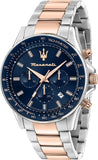 Buy Shop Maserati SFIDA Chronograph Blue Dial Two Tone Steel Strap Watch for Men - R8873640022 USA Online