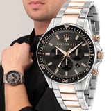 Buy Shop Maserati SFIDA Chronograph Grey Dial Two Tone Steel Strap Watch for Men - R8873640021 USA Online