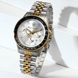 Buy Shop Maserati SFIDA Chronograph Silver Dial Two Tone Steel Strap Watch for Men - R8873640024 USA Online