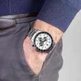 Buy Shop Maserati SFIDA Chronograph White Dial Silver Steel Strap Watch For Men - R8873640003 USA Online