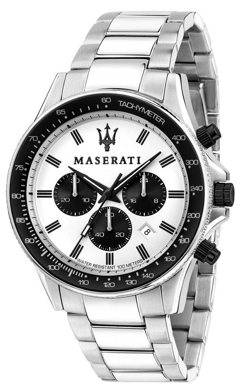 Buy Shop Maserati SFIDA Chronograph White Dial Silver Steel Strap Watch For Men - R8873640003 USA Online