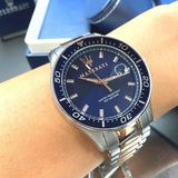 Buy Shop Maserati SFIDA Quartz Blue Dial Stainless Steel 44mm Watch For Men - R8853140003 USA Online