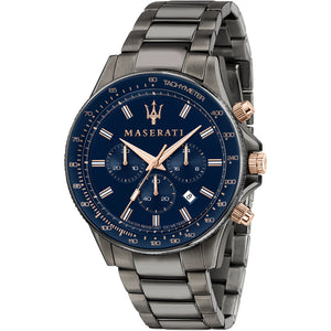 Buy Shop Maserati SFIDA Chronograph Blue Dial Grey Steel Strap Watch For Men - R8873640001 USA Online