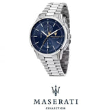 Buy Shop Maserati Sorpasso Chronograph Blue Dial Silver Steel Strap Watch for Men - R8873624004 USA Online