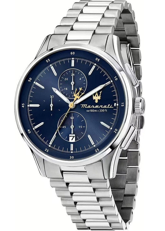 Buy Shop Maserati Sorpasso Chronograph Blue Dial Silver Steel Strap Watch for Men - R8873624004 USA Online