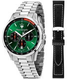 Buy Shop Maserati Sorpasso Chronograph Green Dial Silver Steel Strap Watch for Men - R8873624002 USA Online