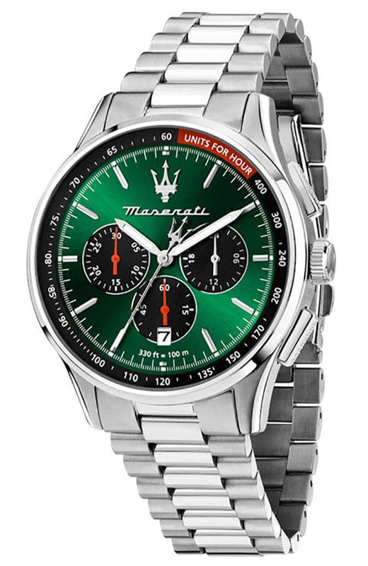 Buy Shop Maserati Sorpasso Chronograph Green Dial Silver Steel Strap Watch for Men - R8873624002 USA Online