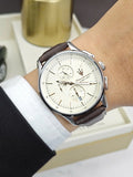 Buy Shop Maserati Sorpasso Chronograph White Dial Brown Leather Strap Watch for Men - R8871624010 USA Online