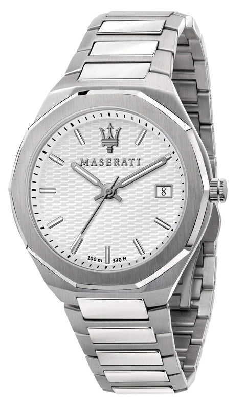 Buy Shop Maserati Stile 3H White Dial Silver Steel Strap Watch For Men - R8853142005 USA Online