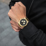 Buy Shop Maserati Stile 45mm Chronograph Black Dial Gold Steel Strap Watch For Men - R8873642001 USA Online
