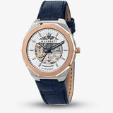 Buy Shop Maserati Stile Automatic Limited Edition White Dial Blue Leather Strap Watch For Men - R8821142001 USA Online