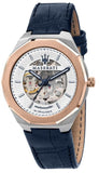 Buy Shop Maserati Stile Automatic Limited Edition White Dial Blue Leather Strap Watch For Men - R8821142001 USA Online
