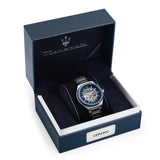 Buy Shop Maserati Stile Automatic Skeleton Silver Dial Silver Steel Strap Watch For Men - R8823142004 USA Online