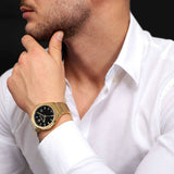Buy Shop Maserati Stile Black Dial Gold Steel Strap Watch For Men - R8853142004 USA Online