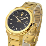 Buy Shop Maserati Stile Black Dial Gold Steel Strap Watch For Men - R8853142004 USA Online