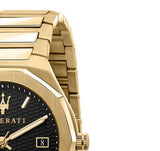 Buy Shop Maserati Stile Black Dial Gold Steel Strap Watch For Men - R8853142004 USA Online
