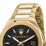 Buy Shop Maserati Stile Black Dial Gold Steel Strap Watch For Men - R8853142004 USA Online
