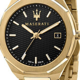 Buy Shop Maserati Stile Black Dial Gold Steel Strap Watch For Men - R8853142004 USA Online