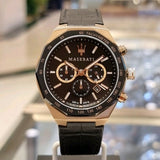 Buy Shop Maserati Stile Black Matte Dial Black Leather Strap Watch For Men - R8871642001 USA Online