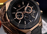 Buy Shop Maserati Stile Black Matte Dial Black Leather Strap Watch For Men - R8871642001 USA Online