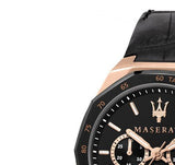 Buy Shop Maserati Stile Black Matte Dial Black Leather Strap Watch For Men - R8871642001 USA Online