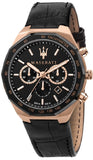 Buy Shop Maserati Stile Black Matte Dial Black Leather Strap Watch For Men - R8871642001 USA Online
