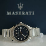 Buy Shop Maserati Stile Blue Dial Silver Steel Strap Watch For Men - R8853142006 USA Online