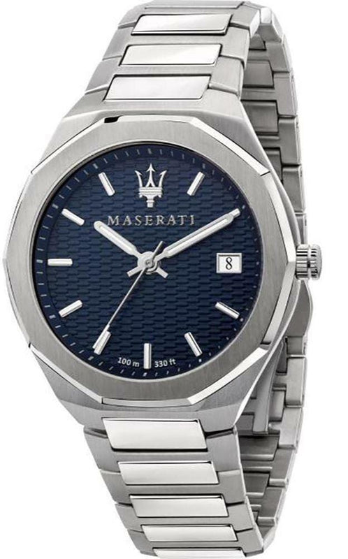 Buy Shop Maserati Stile Blue Dial Silver Steel Strap Watch For Men - R8853142006 USA Online