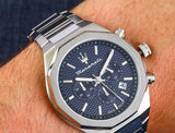 Buy Shop Maserati Stile Blue Dial Silver Steel Strap Watch For Men - R8873642006 USA Online