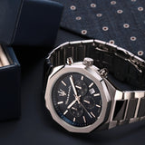 Buy Shop Maserati Stile Blue Dial Silver Steel Strap Watch For Men - R8873642006 USA Online