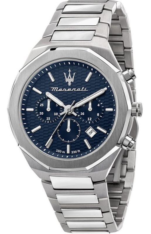 Buy Shop Maserati Stile Blue Dial Silver Steel Strap Watch For Men - R8873642006 USA Online